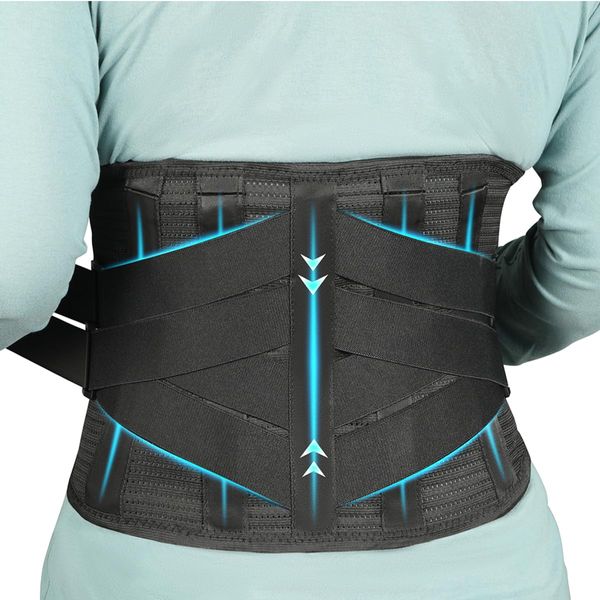 Oramuon Back Support Belt for Men and Women, for Lower Back Pain Relief, with 7 Metal Stays, Comfy Lower Back Brace for Sciatica,Scoliosis, Breathable Lumbar Support Belt for Daily Work & Activity