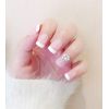 24pcs Medium Length False Nails for Bride 3D Nail Decoration Nail Tips