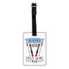 Gift Base Beware Crazy Skiing Man Visual Luggage Tag with Black Strap