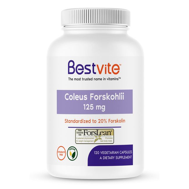 Coleus Forskohlii 125 mg - 20% Forskolin (120 Vegetarian Capsules)