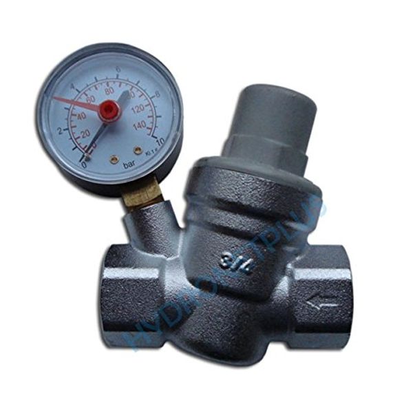 Water Pressure Reducing Valve 3/4" Female for 22mm Pipe with Gauge