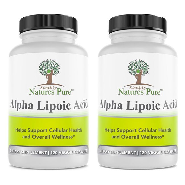 Alpha Lipoic Acid 2 BOTTLES Simply Nature's Pure 600mg 8 month supply