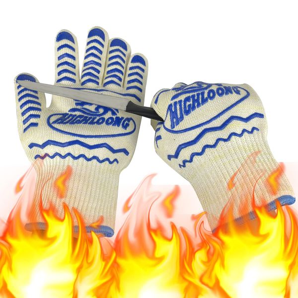 Heat Resistant Oven Gloves - BBQ Gloves Grill 1472°F Heat Resistant Cooking Gloves for Handling Hot Food Cooking Baking Oven Welding Gloves - Camping Cooking Pot Indoor Outdoor Gloves