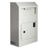 Protex Wall-Mount Drop Box Safe (WDS-150), Piano hinge, secure suggestions, ballots, keys, mail, money, rent checks and more, Metal baffle to protect slot, off white