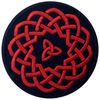 Celtic Knot Circle Patch Embroidered Applique Iron On Sew On Emblem, Red & Black