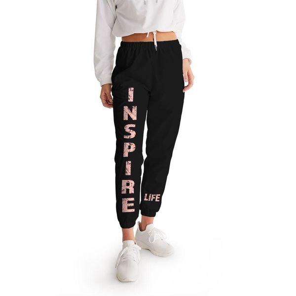 Womens Track Pants - Peach Inspire Graphic Sports Pants - M