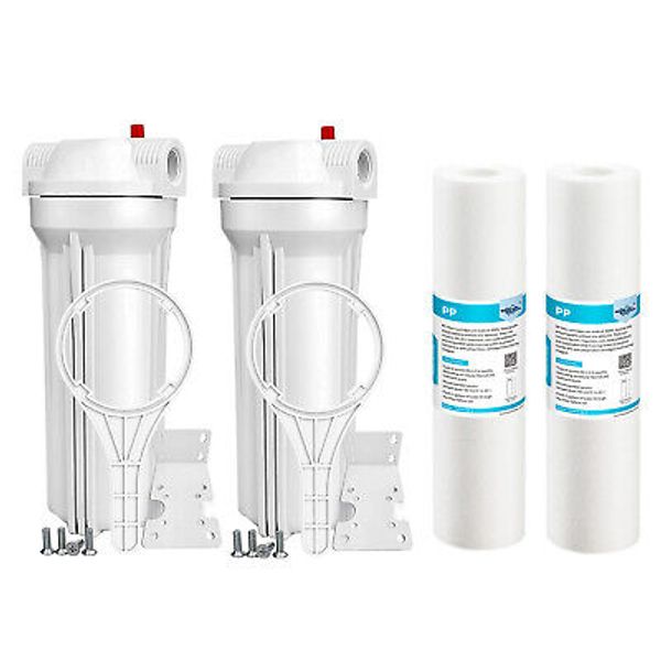 2 Pack 10 Inch Whole House Water Filter Housing &2pcs PP Sediment Filtration Set