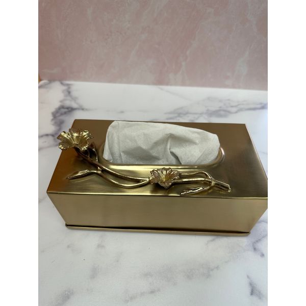 Gold Rectangular Tissue Box Cover