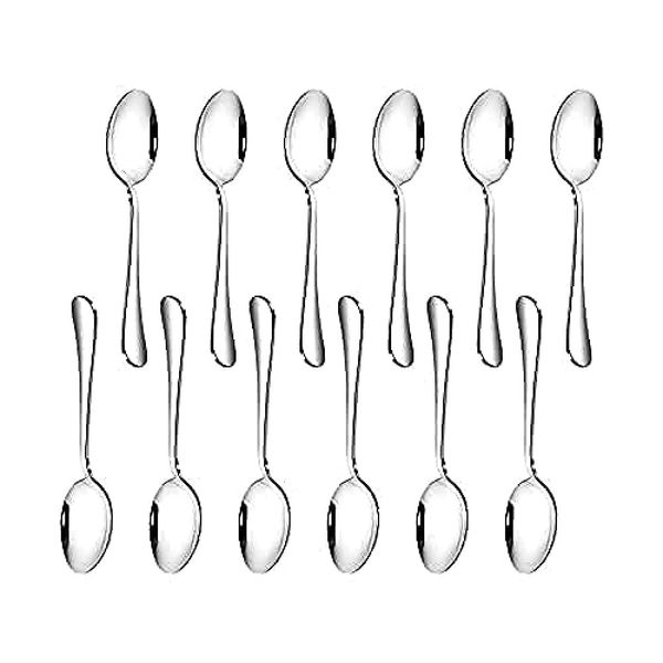 Tea Spoons Set of 12 Stainless Steel 5.12x0.98in Small Coffee Spoons Set Mini Oval Dessert Spoon Ideal for Black Tea Soup Hot Chocolate Coco Drinking Ice Cream Sundae Appetizer(#5)