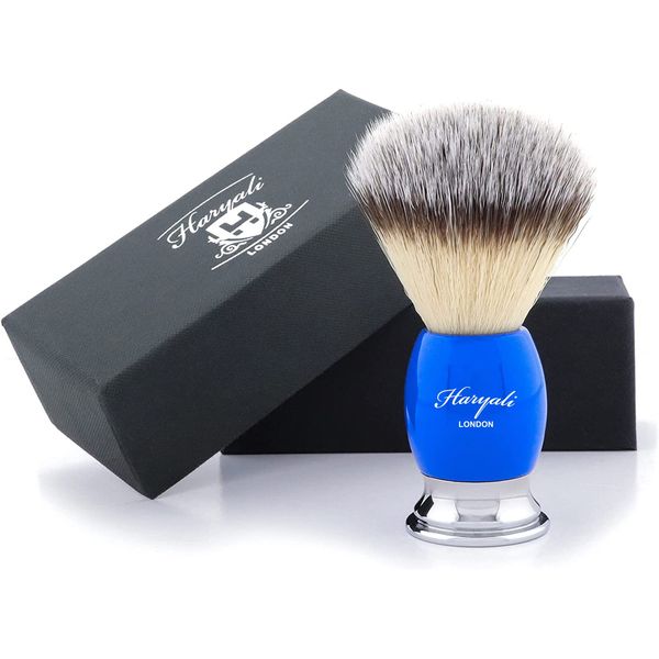 Haryali London Shaving Brush - Synthetic Hair Shaving Brush - Shaving Cream Brush for smooth and soft Traditional Shaving - Matt Blue Color - Perfect with Any Shaving Cream or Shaving Soap