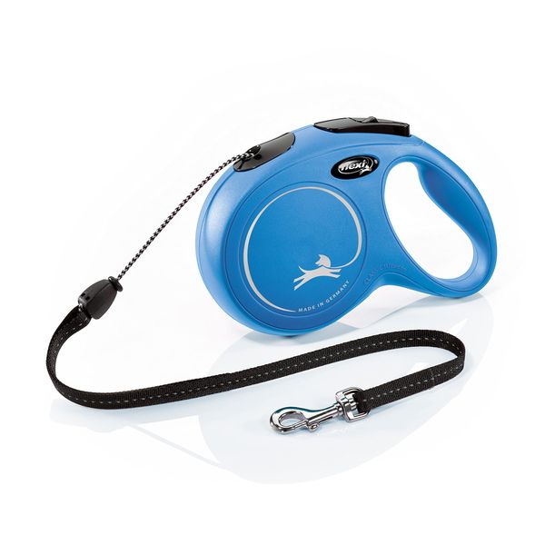 Flexi New Classic Cord Blue Medium 8m Retractable Dog Leash/Lead for dogs up to 20kgs/44lbs