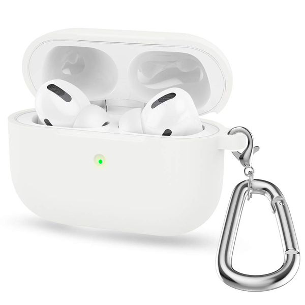 XIHAMA For AirPods3 Case, Silicone Case, AirPods 3rd Generation, 2021 Protective Case with Carabiner, Waterproof, Shockproof, Wireless Charging, Anti-Slip, Air Pods Cover (White)