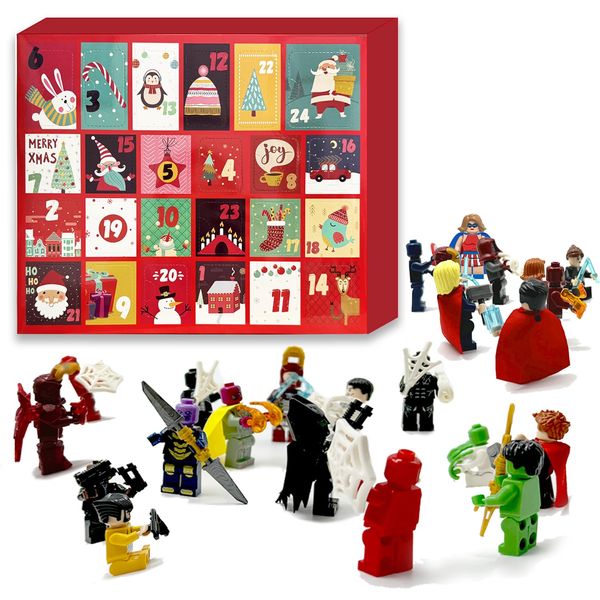 Advent Calendar 2024 Action Figures - Toy Figures Building Blocks Kit Cartoon Character Sets Boys Advent Calendar Surprise Christmas Gift 24 Days Christmas Countdown Calendar