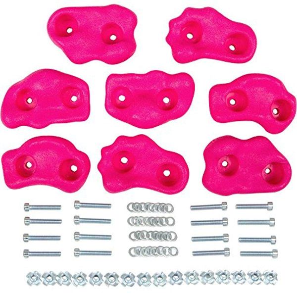 Swing Set Stuff Small Textured Rock Holds (Pink) with SSS Logo Sticker (Set of 8)