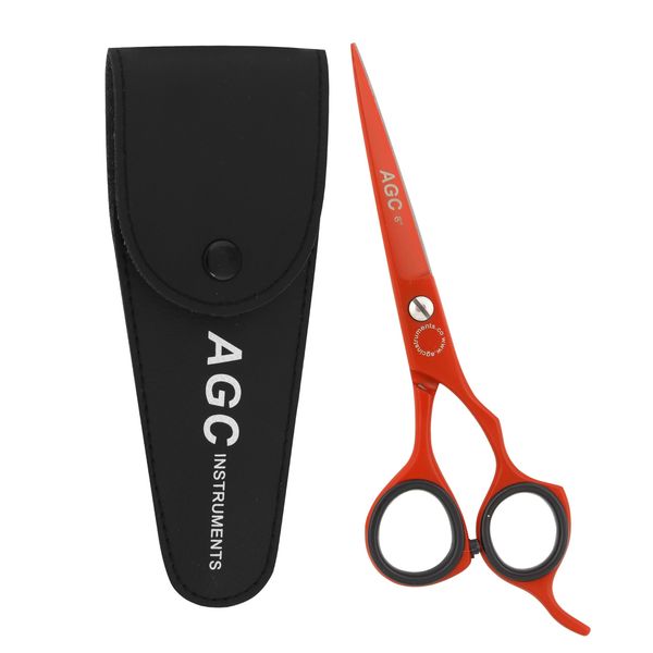 Generic Hair Scissors and Barber Scissors Professional- 5.5 Inches Finest Stainless Steel Hair Cutting Scissors with Smooth Serrated Edge Blades -Use for Salon & Personal Use (Red-5.5"")