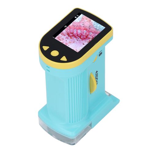 Little Scientist Microscope, Handheld Pocket Miniscope with LED Light, Little Marvin Microscope, Portable Mini Microscope for Educational Science, 32GB SD Card Including (Blue)
