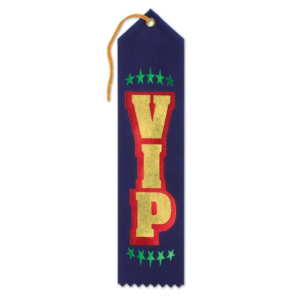 Beistle VIP Award Ribbons, 2 by 8-Inch, 6-Pack