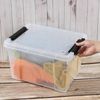22 Qt Latching Storage Box, Stackable Bin with Latch Lid, Clear, 4-Pack