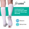 FitLegs - Open-Toe Compression Stocking - 18mmHg AES DVT Prevention - Below Knee, Medium, White