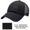 Antourage American Flag Unconstructed Unisex Mesh Snapback Baseball Hat Cap for Men and Women +2 Patriotic Patches Included (01. Black Distressed Mesh Snapback)