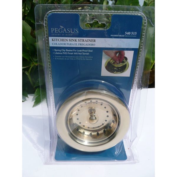 PEGASUS KITCHEN SINK STRAINER 540 515 POLISHED BRASS THAT WILL NOT TARNISH