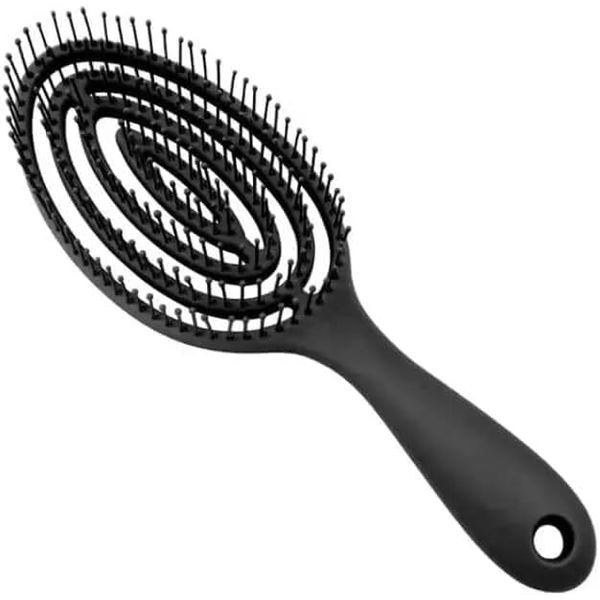 NOBLE BLOOD Organic Detangle Hair Brush for Women, Men & Children - Does not Pull the Hair - Hair Straightening Brushes for Curly, Straight & Wet Hair - Unique Spiral Hairbrush (Black)