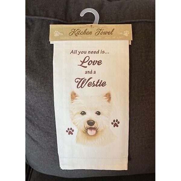 FUN Gift Under $20 NEW E&S Pets Kitchen Towel All you need is Love and a Westie