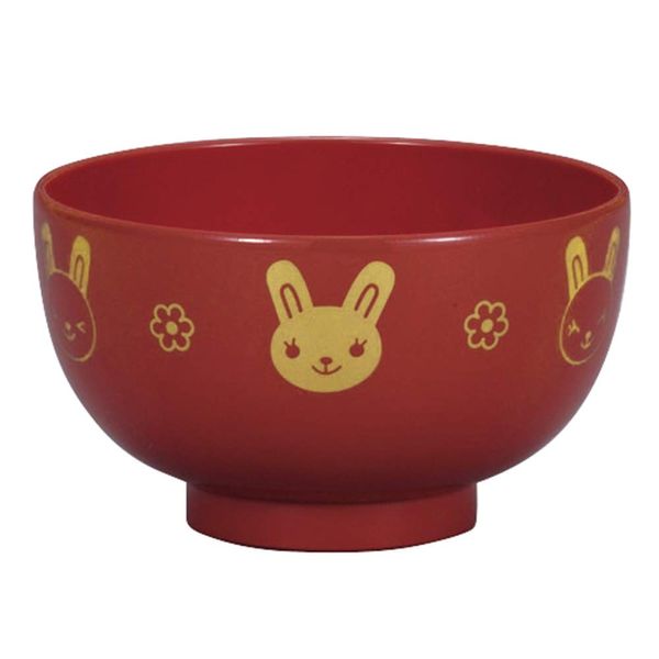 Miyamoto Sangyo Children's Bowl, Vermilion, 9.2 fl oz (260 ml), Rabbit, Children's Bowl