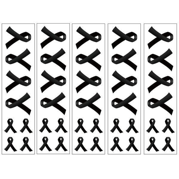 40 Black Ribbon Temporary Tattoos: Melanoma, Gun Control, Skin Cancer, Sleep Disorders Awareness Tattoo