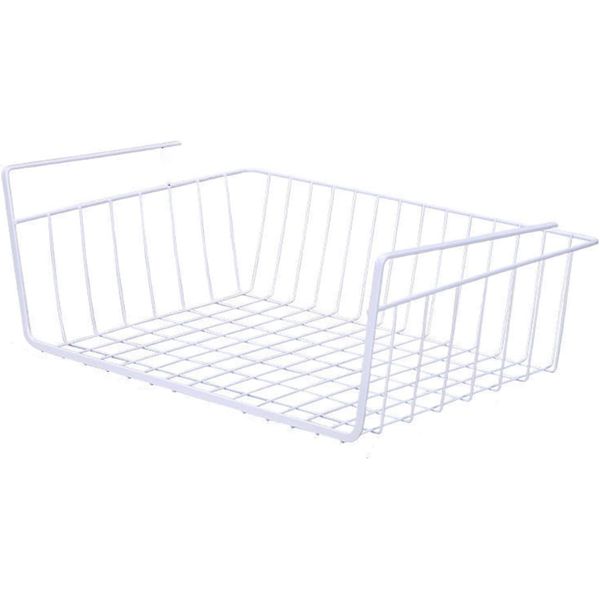 Fiegcit 2 Pcs Hanging Shelf Rack Hanging Rack Hanging Kitchen Rack Hanging Storage Easy Installation Multi-function Kitchen Storage Rack for Bathroom (S, Models Without Hooks, White)