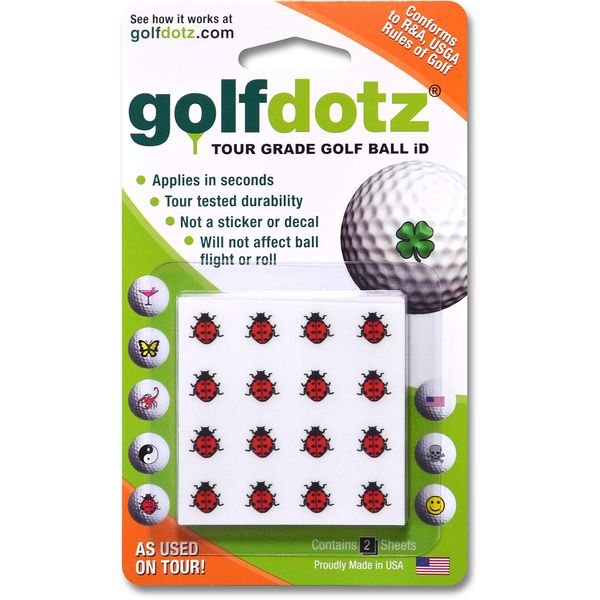 Golfdotz | Ladybug Design | Golf Ball Markers | Golf Accessories | Golf Ball Customizers | 32 Count