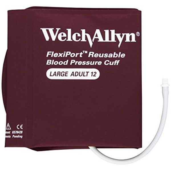 Welch Allyn REUSE-12-1SC FlexiPort Blood Pressure Cuff, Size 12, Large Adult, Reusable, 1-Tube, Male Screw Connector, 32-43 cm Range