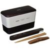 ARBRE 276932 Men's Rectangular Nest Lunch & Wood Grain Chopsticks Case Set, Brown