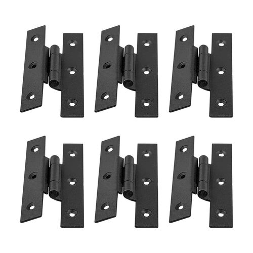 Renovators Supply Manufacturing Colonial Offset Hinge 3.5 in. Black Wrought Iron H Hinge with 1/4 in. Offset, Rust Resistant, Powder Coated, Pack of 6