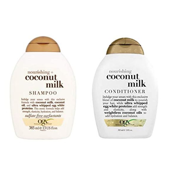 ogx® (formerly Organix) Nourishing Coconut Milk Shampoo 385 ml + Conditioner 385 ml - Luxurious Deep Care for Coloured Hair