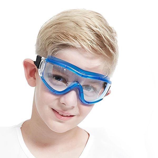 COMLZD Kids Safety Glasses Blue Children's Goggles Anti-Fog Glasses Telescopic belt Laboratory Eye Comprehensive Protection Windproof For Boy Girl Outdoor Sports Glasses.