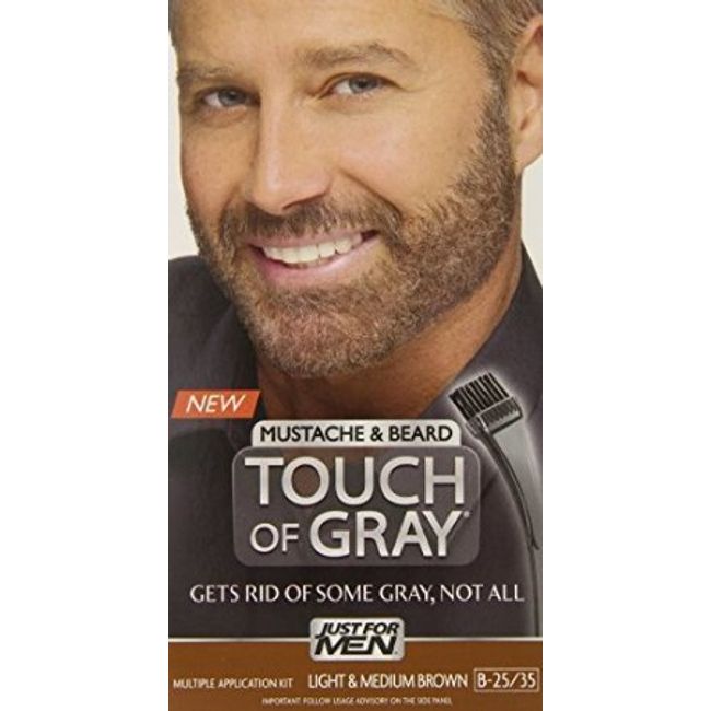 Just for Men Touch of Gray Hair Color, Mustache and Beard Light to Medium Brown