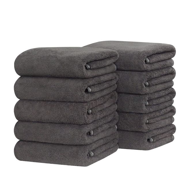 Microfiber Face Towels, Hotel Specifications, Towels, Set of 10, Approx. 13.8 x 29.5 inches (35 x 75 cm), Fluffy, Instant Absorption, Quick Drying, Durable, Popular, Gift, Home and Commercial Use