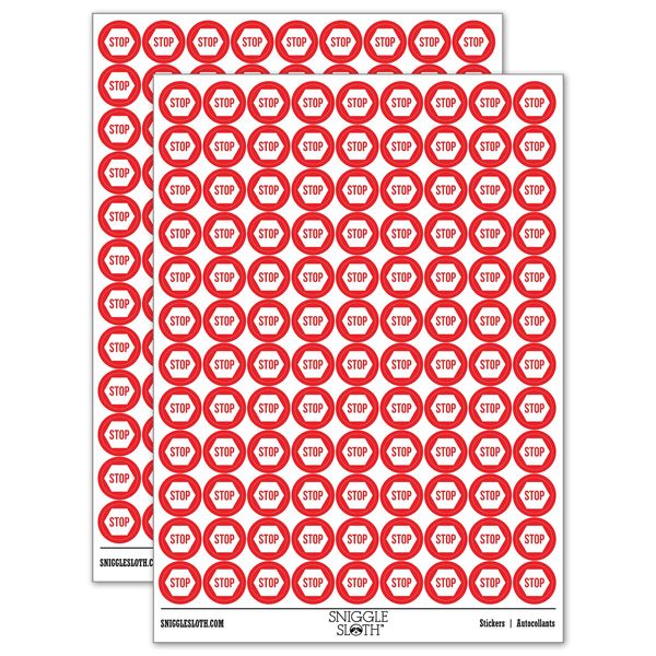 Stop Sign 200+ Round Stickers - Matte Finish - 0.50" Size - Red