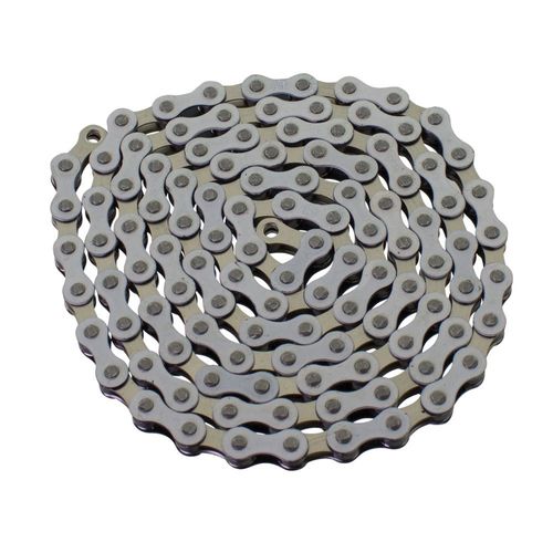 YBN S410 Bicycle Chain (1-Speed, 1/2 x 1/8-Inch, 112L) Two Tone, White/Chrome