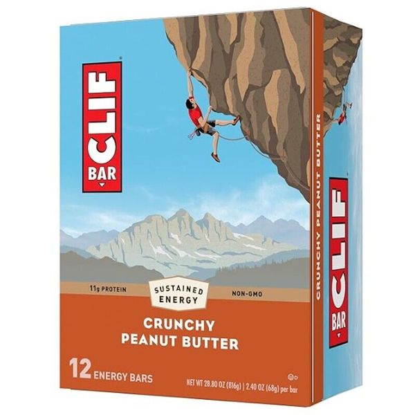 CLIF BAR Crunchy Peanut Butter Energy Bars Organic Oats Plant Based 12 Bars