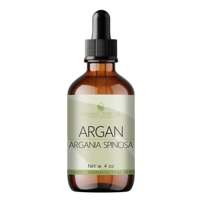 OPO Argan Oil from Morocco - 4 oz Glass & Dropper - 100% Natural Pure Cold Pressed Unrefined Extra Virgin Vegan Carrier Oil for Skin Hair Body Face Facial Hair Eyebrow, Eyelashes Scalp, Argon Marakesh