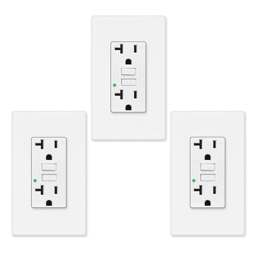 GFCI Outlet 20 Amp Non Tamper Resistant,Greencycle 3Pack Gfi Electrical Outlet 20A with Led Indicator,Electric GFCI Receptacle with Screwless Wall Plates,GFCI Plug ETL Listed,Indoor Outdoor Use,White