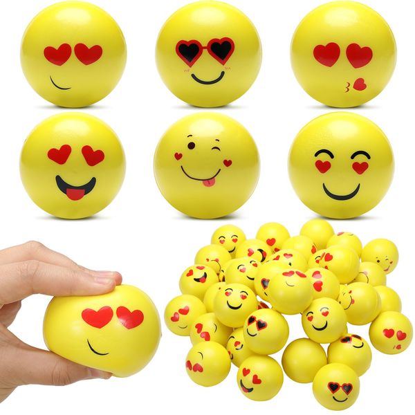 Poen 48 Pcs 2.5 Inch Valentine's Day Stress Balls for Adults Valentine's Day Stress Relief Balls Hand Exercise Balls to Relieve Anxiety and Stress Valentine's Day Gifts for Family Friends Coworkers