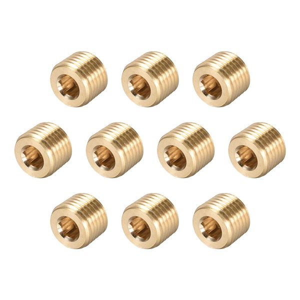 uxcell Pipe Fitting Pipe Connector Pipe Plug 1/4NPT Male Hex Countersunk Plug Socket Drive Countersink Hole 10pcs