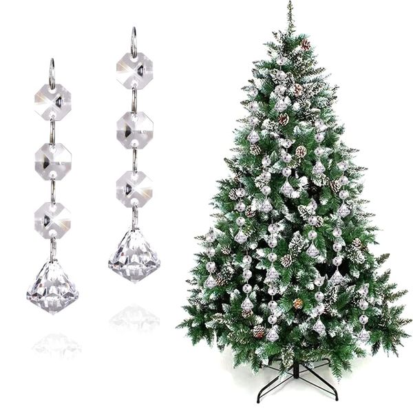 15PCS Christmas Tree Hanging Ornaments, Glass Crystal Prism Parts Chandelier Lamp Teardrop Hanging Decorations Perfect for Christmas Tree Decorations (Diamond-15pcs)