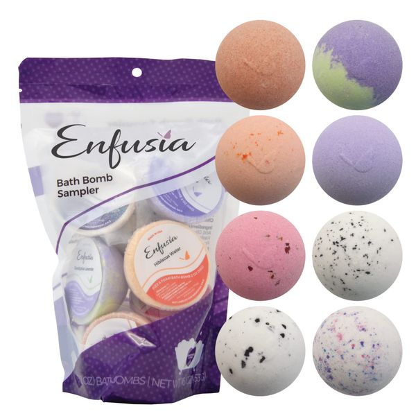 Enfusia Gift Set: 8PCS Individually Wrapped Bath Bombs - Handmade Bath Bomb for Better Sleep and Relaxation - For Women, Girls, Moms, Wives, and Couples - Perfect for Bridal Showers and Wedding Favors