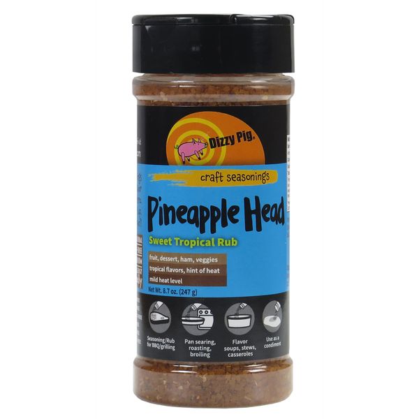 Dizzy Pig Pineapple Head Savory Sweet Tropical Seasoning Rub (8oz Shaker)