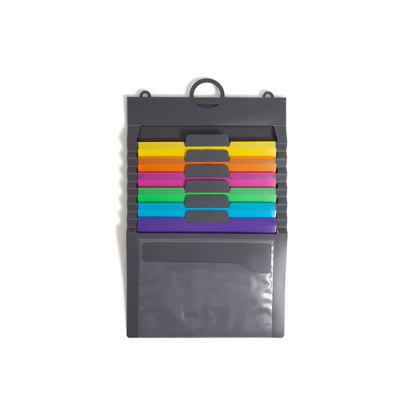 Smead Cascading Wall Organizer, 6 Removable Folder Pockets, Letter Size, Gray/Bright Pockets (92060)