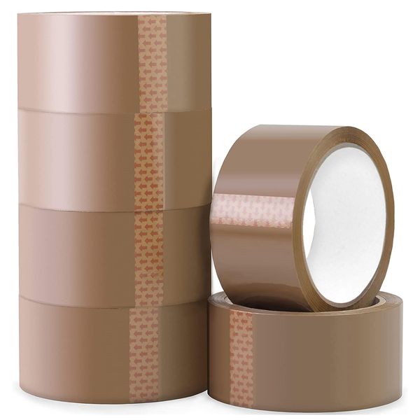 K-MART Packaging Tape, Industrial Duty Brown Parcel Tape 6 Rolls With Low Noise - 48mm X 66m, Secure Sticky Brown Tape For Box Packaging, Moving Boxes, Packing Tape Strong For Moving House (6 rolls)